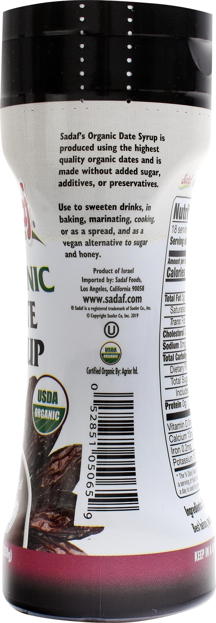 Sadaf Organic Date Syrup in Squeeze Bottle - Date syrup Organic Certified by IQC No Sugar Added - Vegan Honey - Kosher - 12.3 oz - Image 3