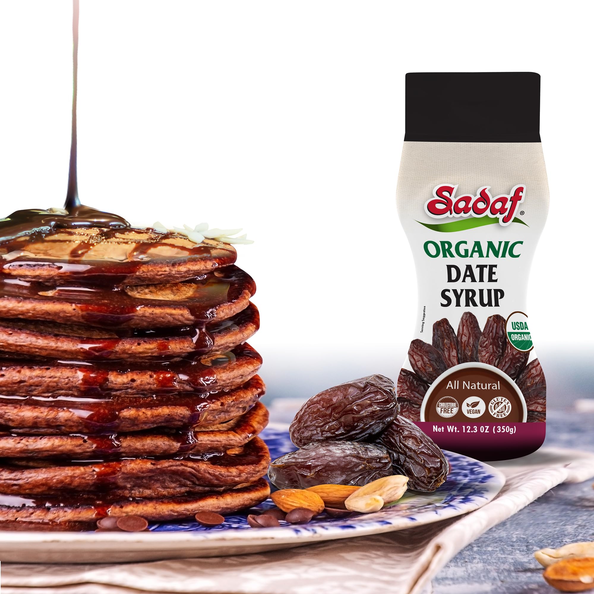 Sadaf Organic Date Syrup in Squeeze Bottle - Date syrup Organic Certified by IQC No Sugar Added - Vegan Honey - Kosher - 12.3 oz - Image 5