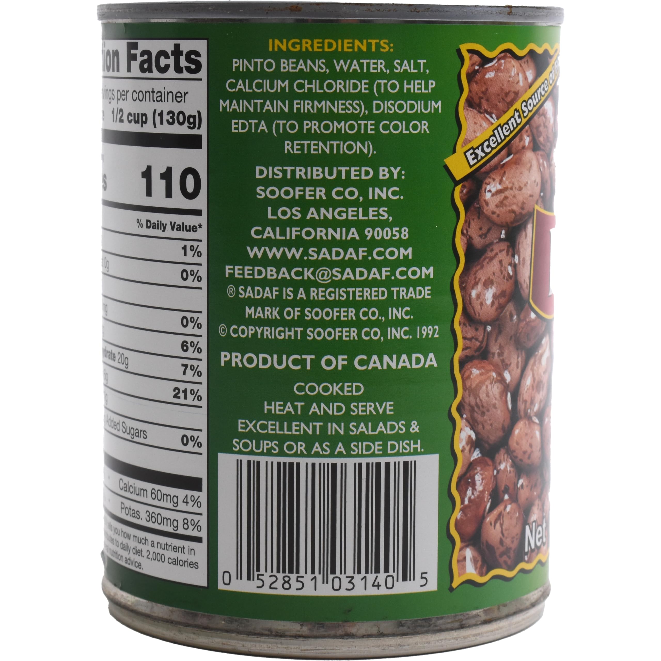Sadaf Pinto Beans Canned 20.5 oz - Canned Pinto Beans Whole - Can Pinto Beans - Frijoles pintos enlatados - Image 4